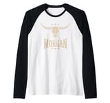 Morgan Name Bull Head Country Western Cowboy Apparel Stars Raglan Baseball Tee