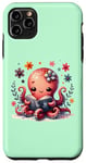 Coque pour iPhone 11 Pro Max Livre de lecture sur fond vert avec une jolie pieuvre rose