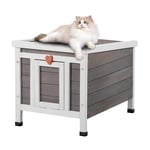 VEVOR Niche d'extérieur résistante aux intempéries, abri pour Chat Sauvage pour Plusieurs Chats, Maison d'extérieur en Bois avec Rabats de Porte en PVC et Toit Ouvert, 53,3 x 43,2 x 43,2 cm (L x l x