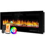 Kesser - Cheminée électrique murale Cheminée électrique avec chauffage 9 modes de couleur led effet flamme 900/1800 w Poêle à bois mural et