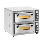 Royal Catering Elektrisk pizzaovn - 4+4 x 25 cm 2 kammer 8400 W 400 V ildleirestein