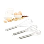 Relaxdays Fouet cuisine lot de 3 fouet ballon professionnel manuel inox 8 pouces 10 pouces 12 pouces, argenté