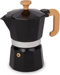 La Cafetière Venice Aluminium Espresso Maker, Three Cup, Black, Gift Boxed