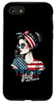 Coque pour iPhone SE (2020) / 7 / 8 Trump Girl Messy Bun Trump 2024 Élection Drapeau américain