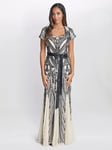 Gina Bacconi Amelia Beaded Maxi Dress, Ivory/Black