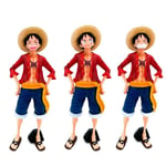 Figurine Anime One Piece, Luffy Sourire Confiant+ 3 Expressions Faciales, 28cm