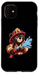 Coque pour iPhone 11 Ours marron mignon pompier pompier pour enfants