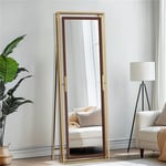 Stylish Full Length Mirror Clear Body Dressing Vanity Mirror w/Gold Frame&Stand