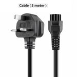 3m UK Plug 3 Pin Mains CloverLeaf C5 Cloverleaf Power Lead Cord Cable For Laptop