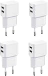 4X Double Chargeur Usb 12W / 2400Ma Pro Series Alimentation Universelle Adaptée Pour Téléphone Portable, Batterie Externe Et Enceinte Bluetooth (90°, Double Sortie Usb) Blanc[CHA300900]