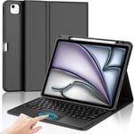 Clavier Ipad Air 13 Pouces Avec Pavé Tactile,Coque Clavier Ipad Air 13,Azerty Français Trackpad Clavier,Étui Clavier Touchpad Détachable Bluetooth Pour Ipad Air 13 Pouces,Noir.[Y184]