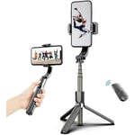 3 i 1 Telefon Gimbal Stabilisator Selfie Stick Stativ 86 Cm 5-Delad Med Fjärrutlösning Telefonklämma Smart Rotation Kompatibel med iPhone Samsung Huawei S