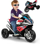 Moto électrique 6 V pour Enfant avec 2 Roues Entraînement Véhicule Phares Musique Klaxon Charge Max 30 KG Bleu