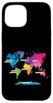 Coque pour iPhone 15 Carte Colorée Terre Pays Continent Géographie Carte Du Monde