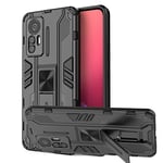 Tianyan Coque Xiaomi Mi 12 Lite 5G,360 degrés Antichoc avec caché Support Housse [Silicone TPU et Dur PC Armor Bumper] Anti-Rayures Protection Etui Coque pour Xiaomi Mi 12 Lite - Noir