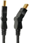 HDSupply X-HC060-05 Câble HDMI Haute Vitesse avec Ethernet, Prise HDMI-A (19 Broches) vers Prise HDMI-A (19 Broches), Double Blindage, Contacts plaqués Or, Prise pivotante, 5,0 m, Noir