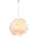 Lampe pendule salon salle à manger plafond suspendu éclairage plume boule luminaire blanc Globo 15057