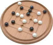 9 men’s morris traditional round wooden board game