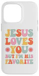 Coque pour iPhone 14 Pro Max Retro Groovy Jesus t'aime mais je suis son chrétien préféré