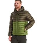 Marmot Highlander Hoody, Veste chaude en duvet, manteau d'hiver isolé à capuche, doudoune respirante, veste d'extérieur légère et empaquetable, coupe-vent, Nori/Foliage, XL Homme