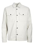 JACK & JONES Men's Jprroy Solid Overshirt L/S Sn Polo Shirt, White Melange/fit: Comfort fit, L