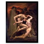 William Adolphe Bouguereau 1850 Dante and Virgil in Hell Demons Afterlife Divine Comedy Art Print Framed Poster Wall Decor 12x16 inch