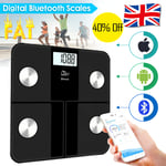 Bathroom Weighing Digital Scales Bluetooth Smart Body Fat BMI Glass Android IOS