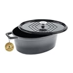 Laguiole - Cocotte en fonte émaillée ovale gris 31 x 23 cm - 5,7 L