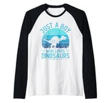 Vintage Dinosaurs, Just A Boy Who Loves Dinosaurs Boys Kids Raglan Baseball Tee