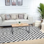 Livabliss Pula Geometric Rug - Scandi Area Rugs Living Room 160x213 cm, Dining, Kitchen - Neutral, Abstract Patterned Rugs, Boho Rug Style, Easy Care Pile - Large Rug, Black and White Rug