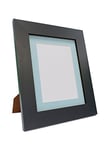 FRAMES BY POST Metro Black Photo Picture Poster Frame with Blue Mount 50 x 70cm For Pic Size A2 (Plastic Glass)