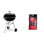 WEBER Barbecue charbon Compact Kettle 57 cm 1321004 & Briquettes de Charbon - Sac 8 kg - Charbon de Bois pour Barbecues Weber - Combustible BBQ