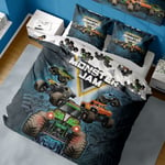 Monster Jam Double Duvet Cover Grave Digger Megalodon Reversible Bedding Set