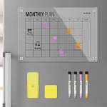 DARENYI Planificateurs Magnétiques Frigo 43 x 30cm Transparent Calendrier Magnetique Frigo, Tableau Transparent Effaçable à Sec en Acrylique Planning Frigo Magnetique pour Menus, Repas, Mémos