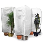 vounot Lot de 3 Housse Hivernage Plante avec Cordon de Serrage et Zipper Voile d’Hivernage en Polypropylème 80g/m² Housse de Protection pour Plantes Réutilisable Résistant 120x180cm