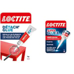 Loctite Détach'Glue, dissolvant colle qui enlève taches et résidus de colle cyanoacrylate, tube de 5 g & Super Glue-3 Précision, colle forte pour réparations précises, flacon 5 g