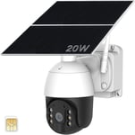 4G Caméra De Surveillance Sans Fil Extérieur Solaire,1080P Hd Camera Surveillance 4G Avec Carte Sim Sur Batteries,Vision Nocturne Couleur,Détection De Mouvement,Imperméable,Audio Bidirectionnel