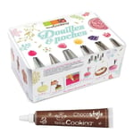 Coffret à pâtisserie 6 douilles inox et poches jetables + 1 Stylo chocolat Scrapcooking