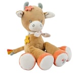 Nattou Mini-Doudou en Coton et Velours, Vache en Peluche Mila pour Nouveau-nés et Prématurés, hochet intégré, env. 20 cm, Mila, Zoë et Lana, Beige