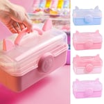 Foldable Jewelry Cosmetics Case Plastic Card Toy Storage Box  Children Girls