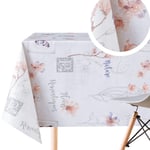 Butterfly Lily Flower Pattern Wipe Clean Tablecloth - Rectangle 300x140cm | 118x55in For Rectangular Tables Up To 10 Seats - Heavy Wipeable PVC Table Cloth Oilcloth In Grey With Pastel Pink Purple