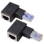 2-pack 90 graders Ethernet-adapter Höger + Vänster Vinklad Rj45-kontakt till Uttagsadapter Skärmad Nätverk för Förlängningskonverteringskontakt