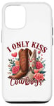 Coque pour iPhone 12/12 Pro I Only Kiss Cowboys Tee Bottes de cowboy western Saint-Valentin