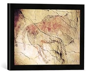 Kunst für Alle 'Encadré Image de Chien Préhistoire Bison from The Caves at Altamira, c.15000 BC, d'art dans Le Cadre de Haute qualité Photos Fait Main, 40 x 30 cm, Noir Mat