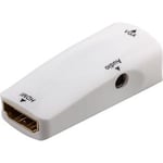 Adapter, HDMI hona till VGA hona + 3.5 mm hona, vit