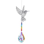 WESYY Crystal Butterfly Suncatcher,Crystal Hanging Ornaments,Clear Glass Crystal Ball Prism Pendant Suncatcher for Home,Office,Garden Decoration,Car Pendant,Birthday Present (F- Length 42cm)