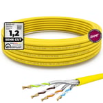 10m CAT 7 Câble Ethernet RJ45 LAN Câble réseau S/FTP PiMF Internet d'installation en Cuivre solide Certifié GHMT pour Switch, Prise, Serveur, PC LSZH Sans halogène AWG 23 jaune