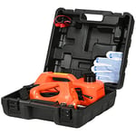 DURHAND Cric électrique hydraulique Voiture Levage 15,5-36 cm/42 cm - 12V Charge 5 tonnes avec kit Complet Orange