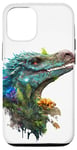 Coque pour iPhone 12/12 Pro Blue Velociraptor Tête de Dinosaure Tête de Raptor Dino