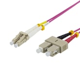 DELTACO OM4 Fiberkabel, LC-SC Duplex, 50/125, 1m, rosa